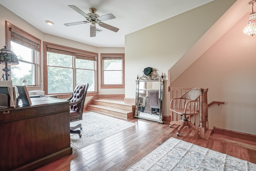 home office alcove in second-floor hallway