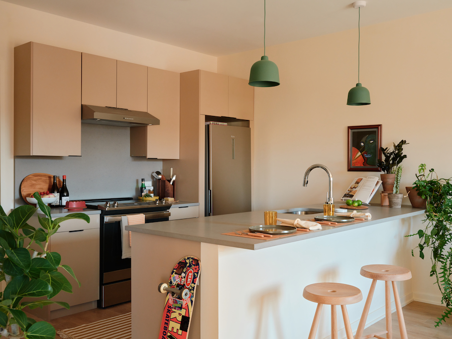 ray philly apartment profile model one-bedroom kitchen