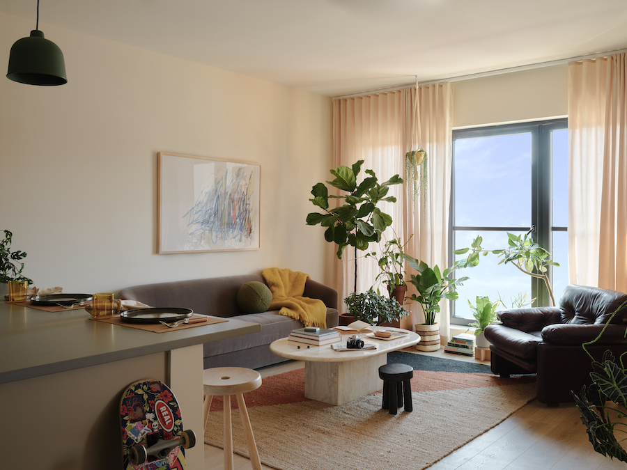 ray philly apartment profile model one-bedroom living room