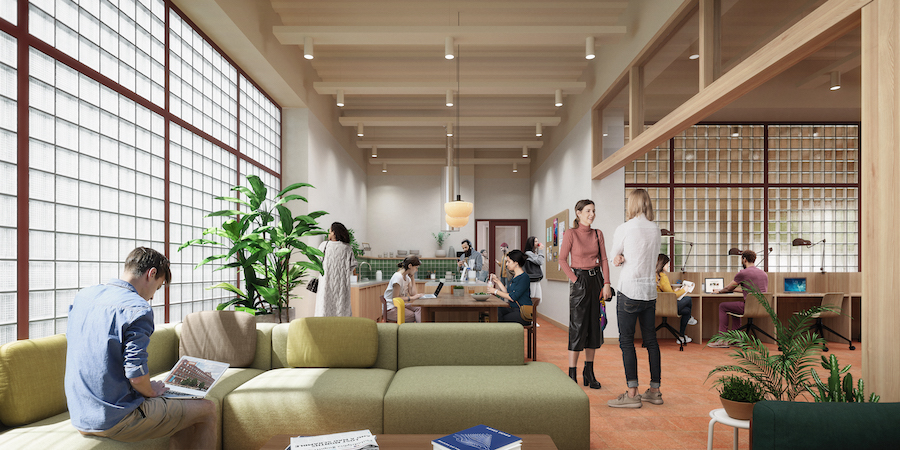 rendering of communal kitchen