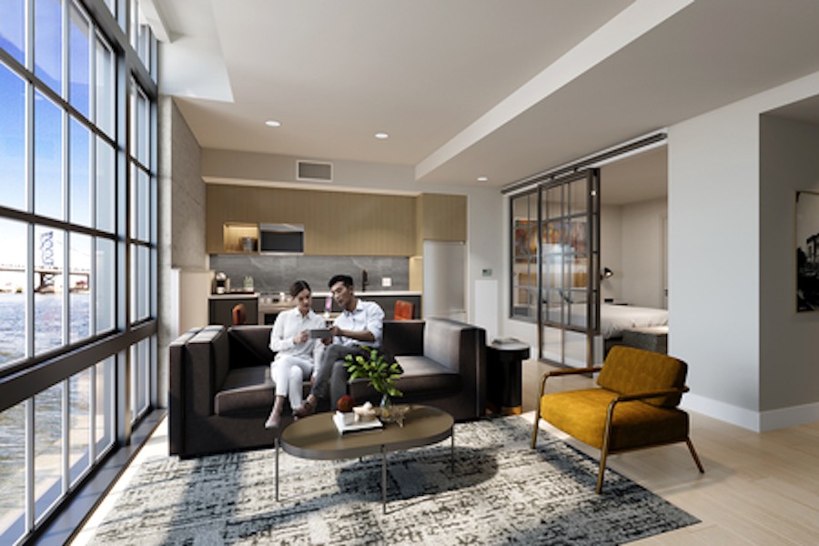 a rendering of the new philadelphia hotel by rivers casino in the fishtown section of Philadelphia