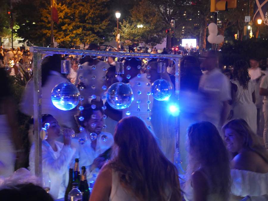 disco ball table at diner en blanc philadelphia