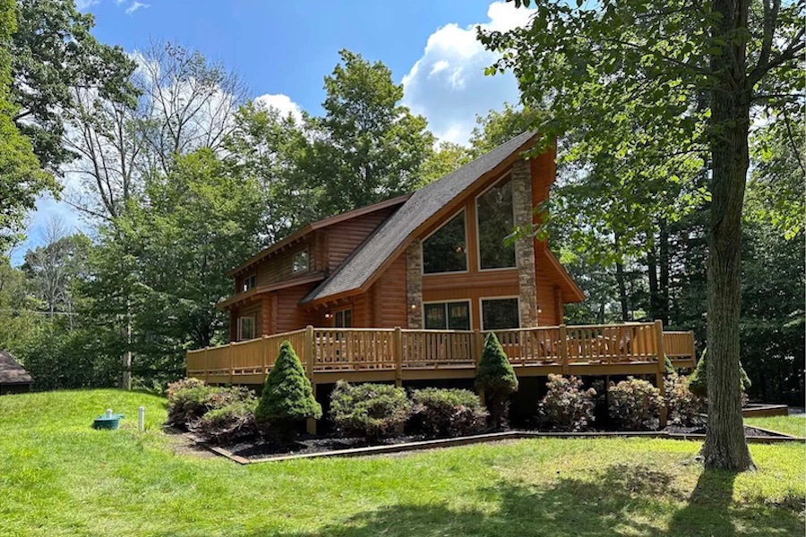 house for sale greentown contemporary log house exterior front