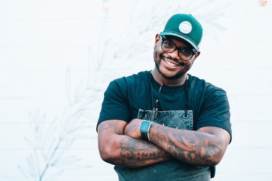 Chef Elijah Milligan inside his new Delco restaurant Rosemary in Ridley Park