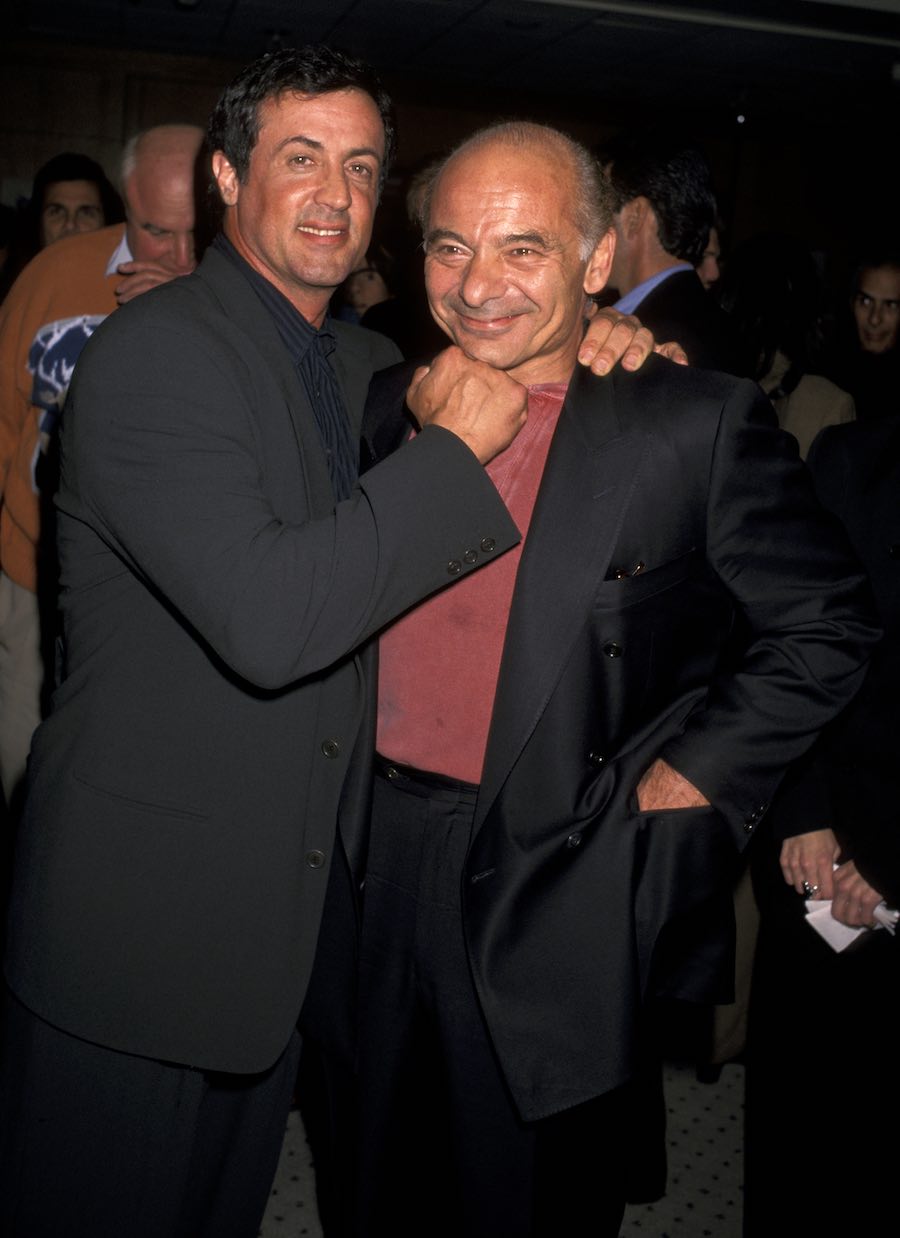 Sylvester Stallone And Burt Young during "Rocky" 20th Anniversary at Samuel Goldwyn Theater in Beverly Hills, California, United States. 