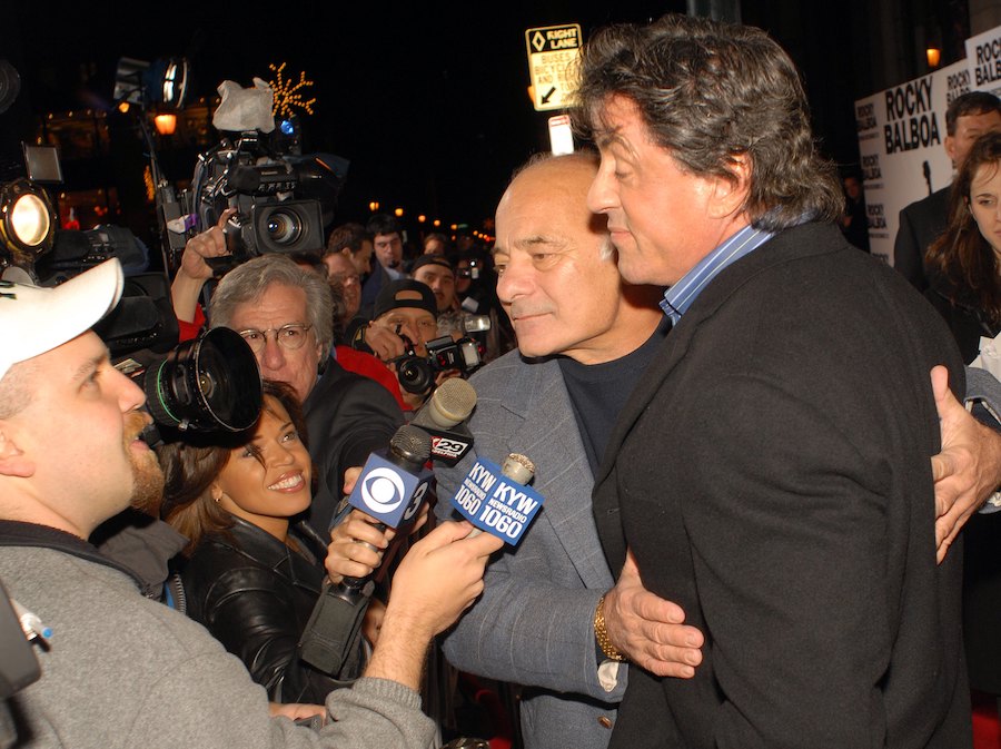 PHILADELPHIA - DECEMBER 18: Burt Young and Sylvester Stallone arrives at the Philadelphia premiere of ''Rocky Balboa'' on December 18, 2006 in Philadelphia, Pennsylvania. 