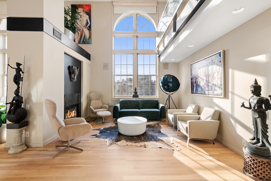 condo for sale rittenhouse square bi-level penthouse living room