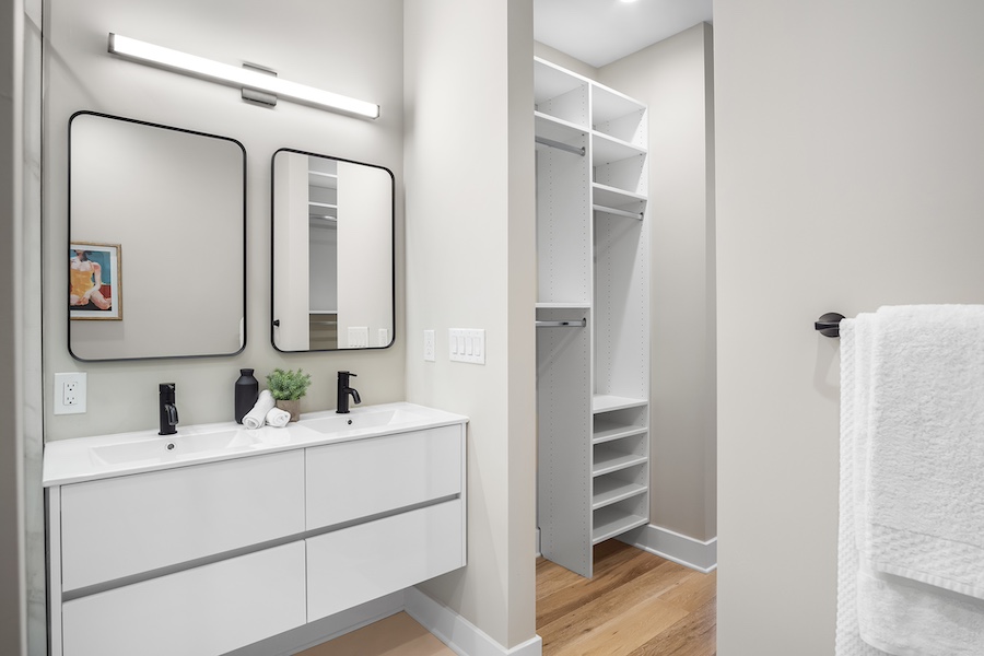 primary bathroom and closet
