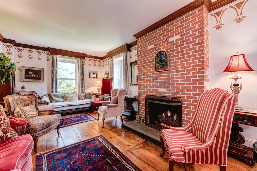 house for sale new hope historic inn living room, front