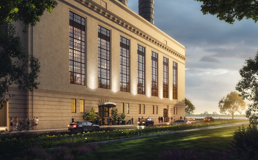 riversuites hotel entrance rendering