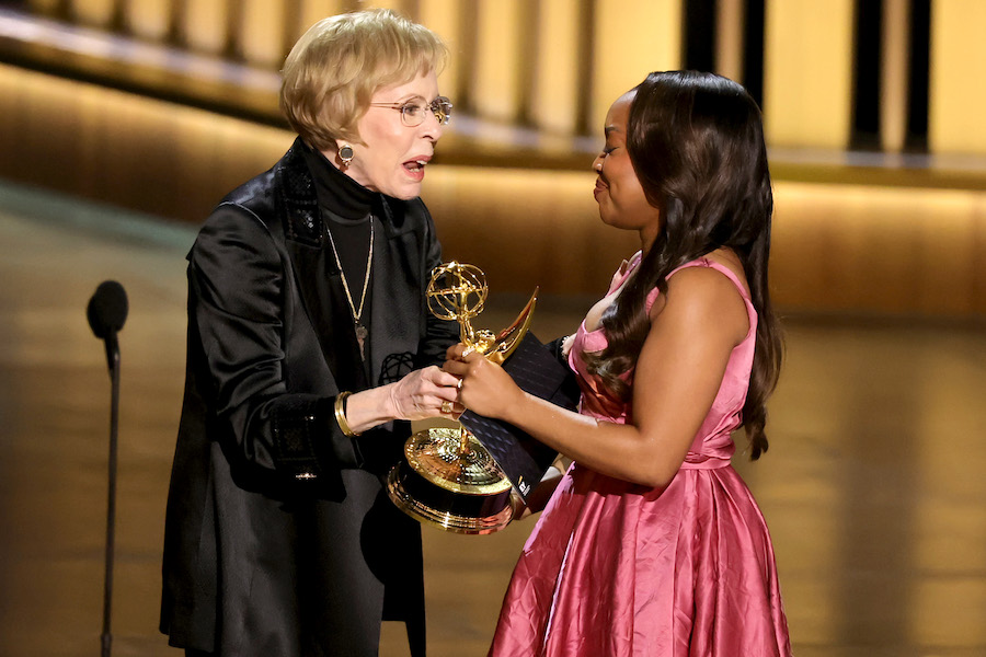 Quinta Brunson accepting the Emmy for Outstanding Actress in a Comedy Series from Carol Burnett