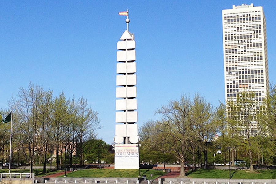 A Christopher Columbus monument in Philadelphia, where everybody freaked out about a William Penn statue