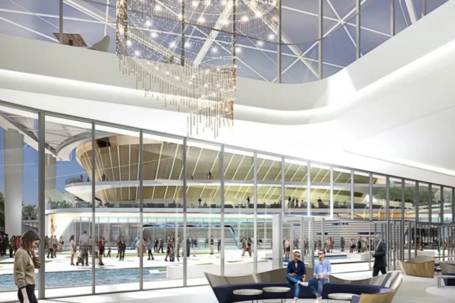 The lobby of a hotel that's part of a plan at the Xfinity sports complex in South Philadelphia