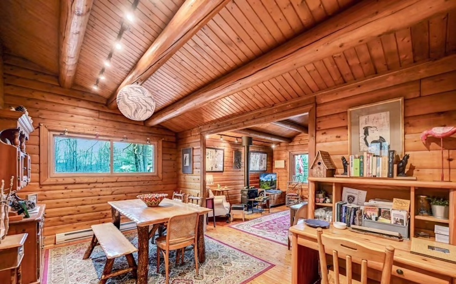 house for sale lake ariel contemporary log house dining room
