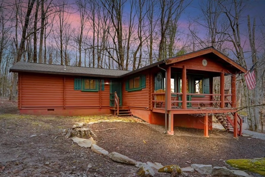 house for sale lake ariel contemporary log house exterior front