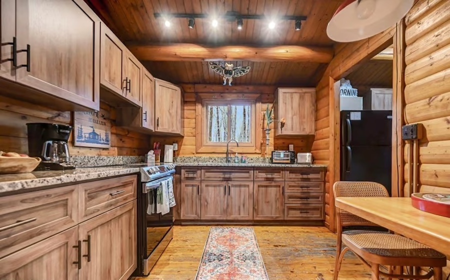 house for sale lake ariel contemporary log house kitchen