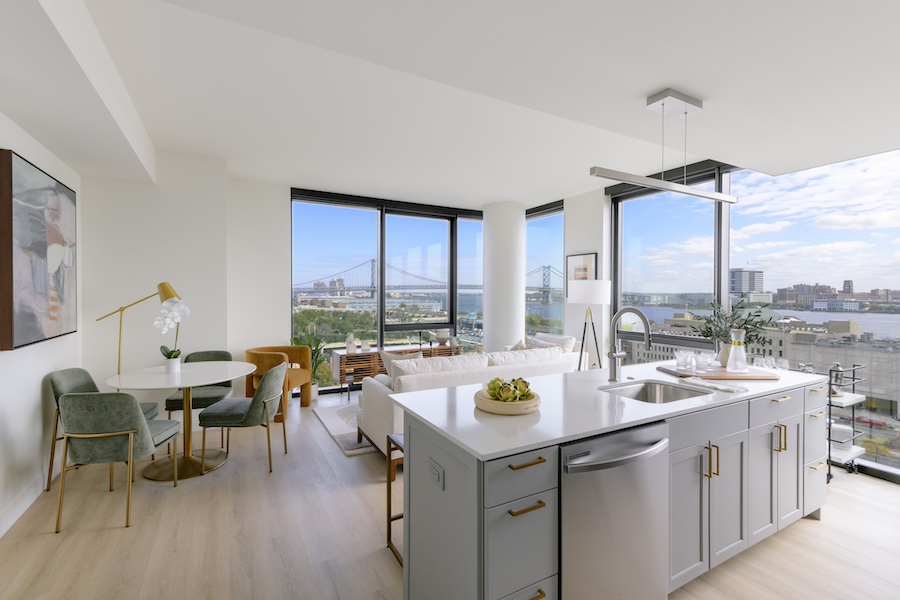 model apartment with a view to the northwest