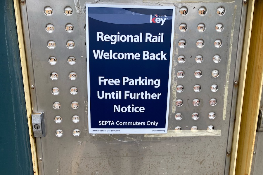 SEPTA plans to do away with free parking lots like this one at the Wynnewood stop on the Paoli-Thorndale line