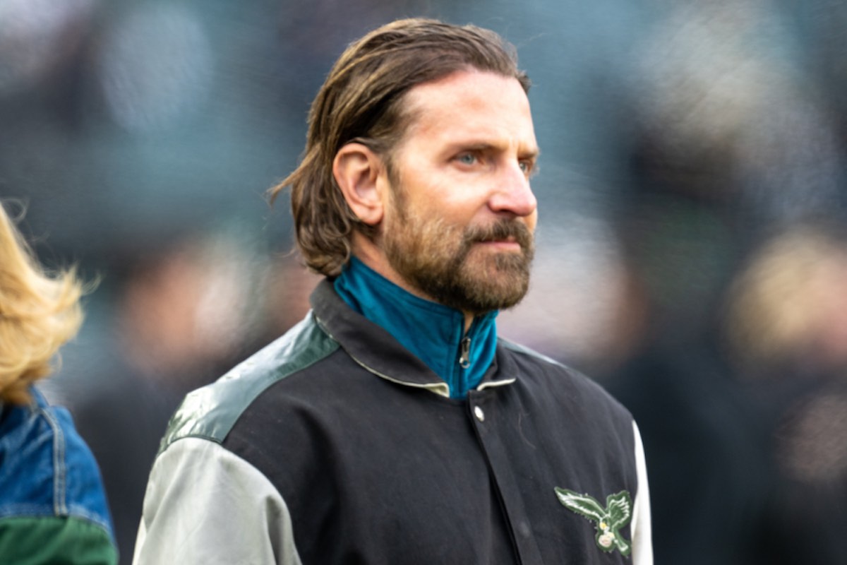 Bradley Cooper in Philadelphia at the Eagles game, which he attended with girlfriend Gigi Hadid 