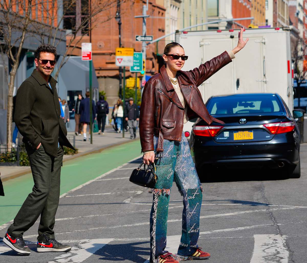 Philadelphia Eagles fan Bradley Cooper and girlfriend Gigi Hadid in New York last year