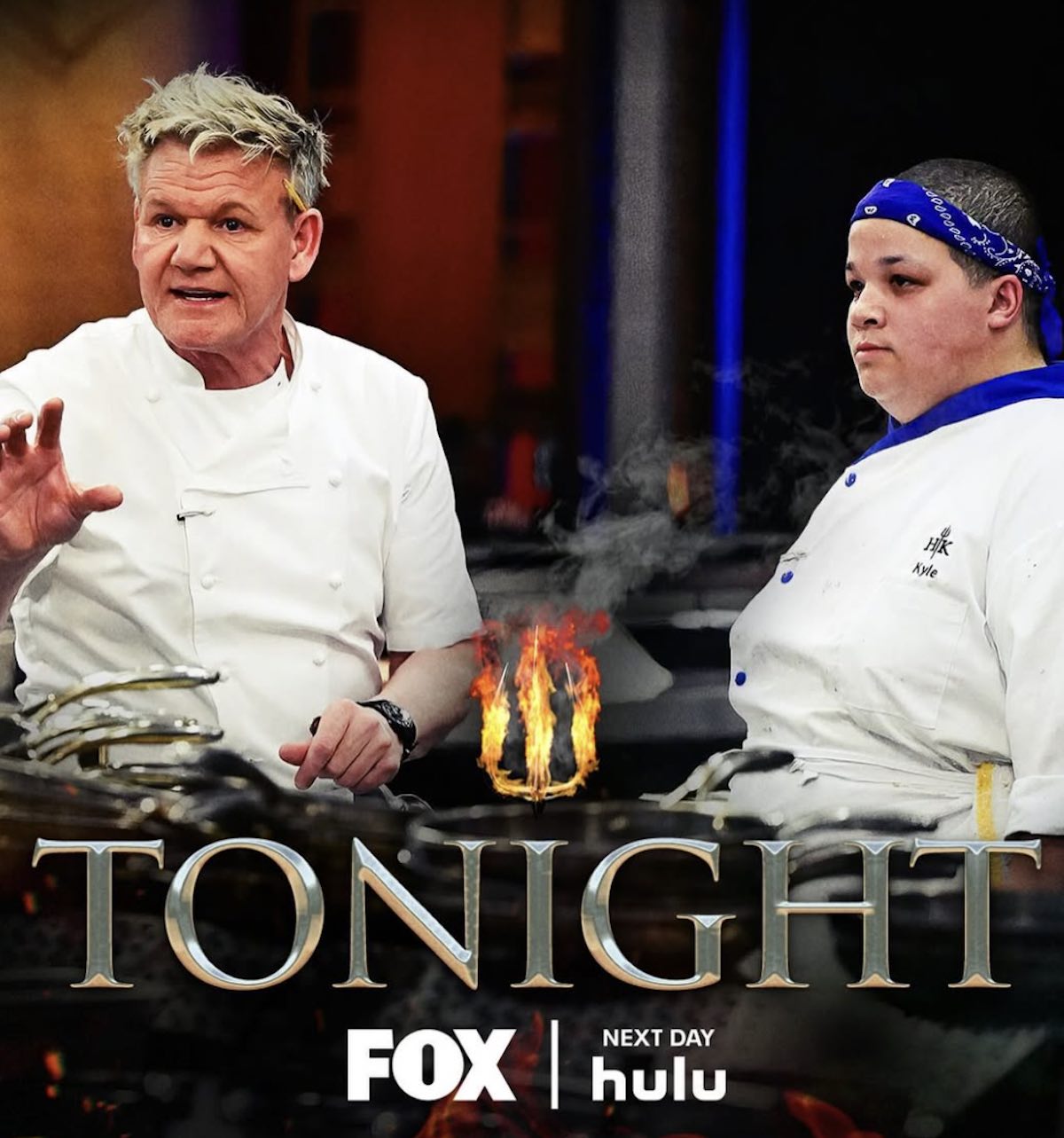 Gordon Ramsay and Philadelphia chef and new Hell's Kitchen winner Kyle Timpson in a promotional image