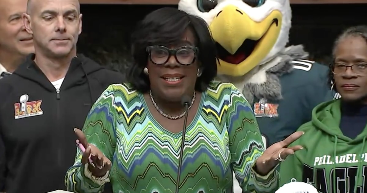 Philadelphia Mayor Cherelle Parker trying to convince Philadelphia restaurants that the Eagles Super Bowl parade will not conflict with Valentine's Day reservations (image courtesy 6ABC)