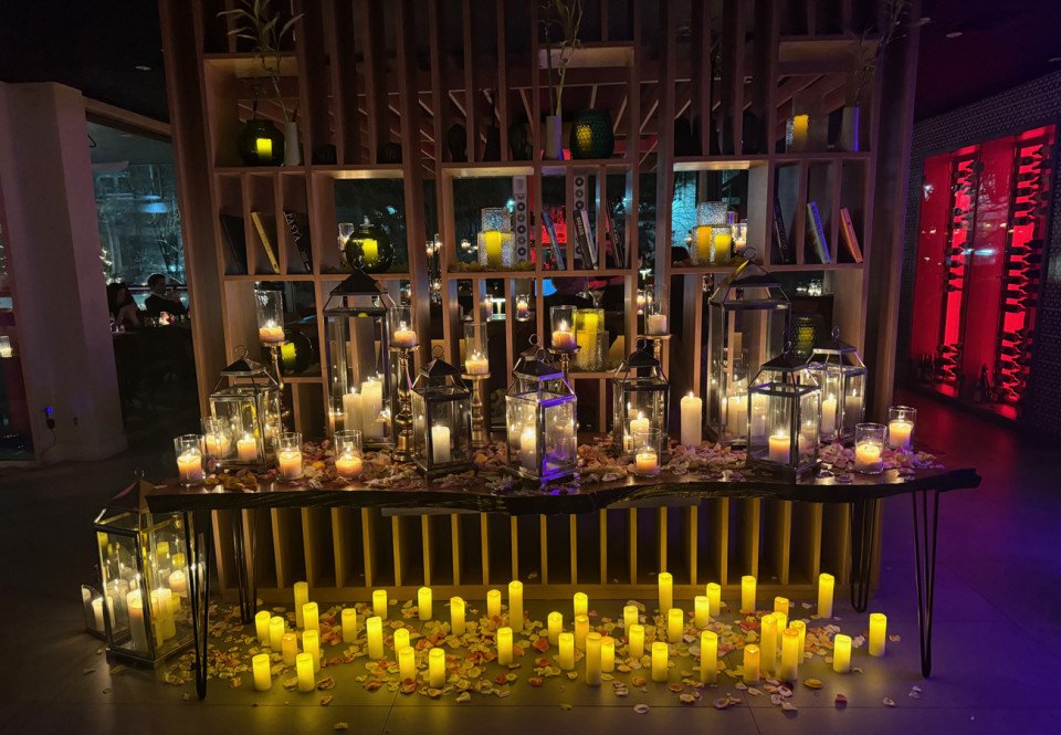 A candlelit dinner for Valentine's Day