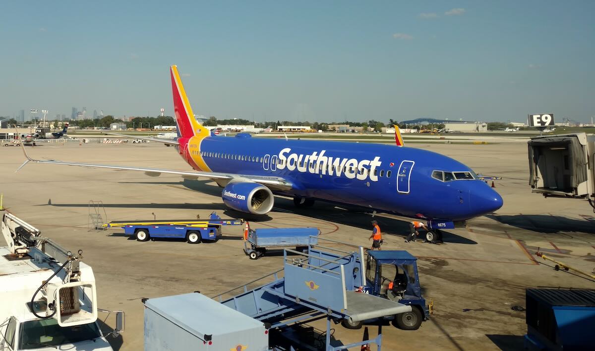 A Southwest Airlines plane at Philadelphia International Airport, where Southwest will start charging checked bag fees on May 28th.