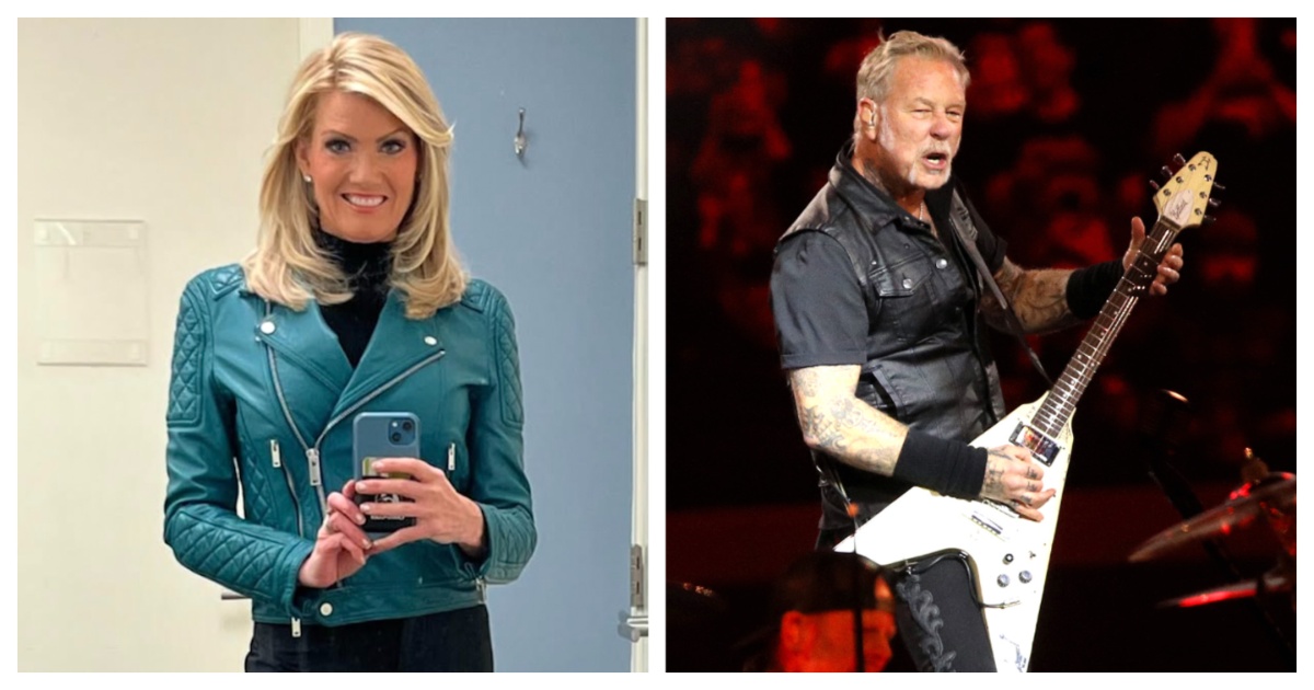 6ABC meteorologist Cecily Tynan sporting a pretty rocking look (and new hair) earlier this year in a photo she shared on Instagram | Metallica frontman James Hetfield, who brings Metallica to Philadelphia this weekend (Getty Images)