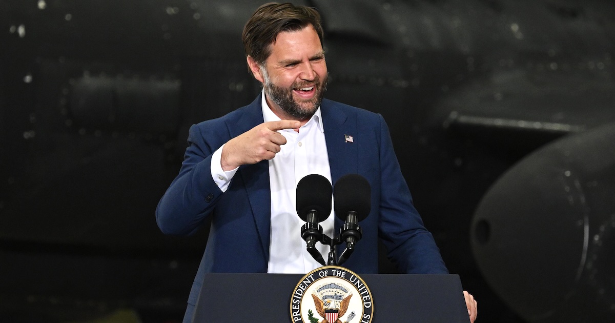 United States Vice President JD Vance reacting to the new mural of him in the Fishtown section of Philadelphia.