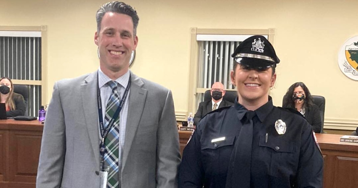Former Lower Providence police officer Brooke Spence (right) with Lower Providence Police Chief Michael Jackson