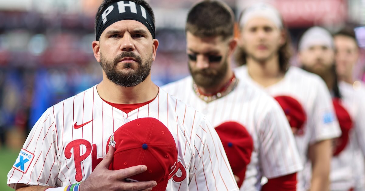 Kyle Schwarber ahead of the Phillies-Dodgers game on October 4th