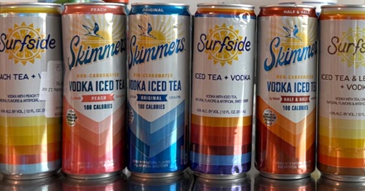 Surfside cans from Philadelphia's Stateside Vodka next to Skimmers cans from Anheuser-Busch (photo via lawsuit exhibit)