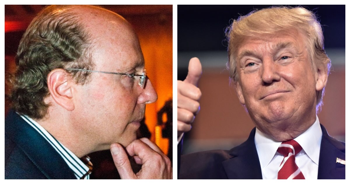 Left: Jeff Yass, a major stakeholder in TikTok's parent company and a donor to the Donald Trump ballroom project (photo via Flickr/Creative Commons) | Right: Donald Trump giving a thumbs-up. (Getty Images)